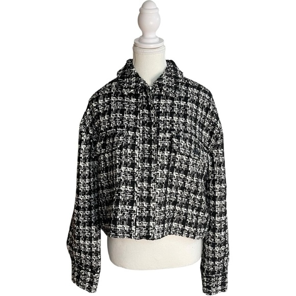 Rachel Zoe Jackets & Blazers - Rachel Zoe Houndstooth Zip-Up Jacket Black White